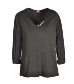 Raw-edge button detail long sleeve top 