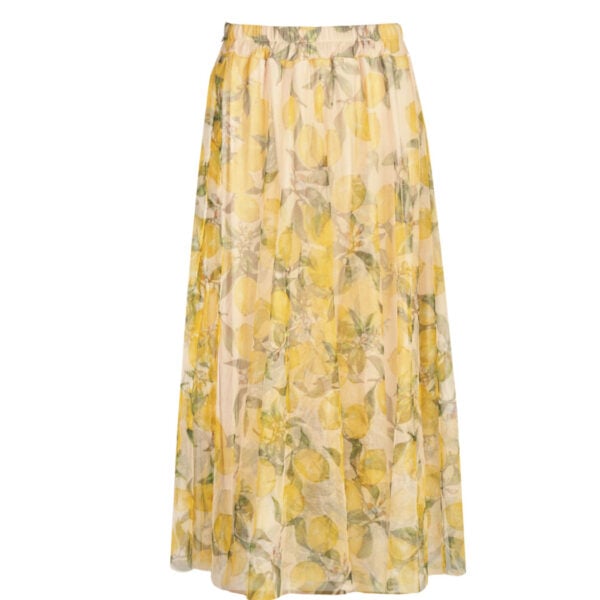 Lemon print mesh maxi skirt
