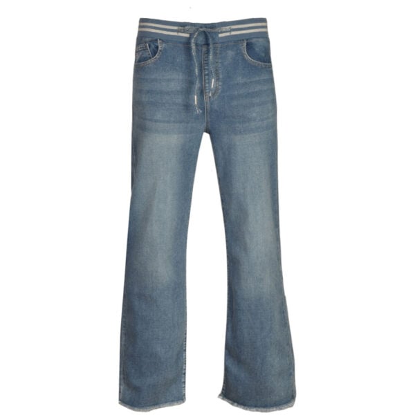 Lurex waistband wide leg jeans
