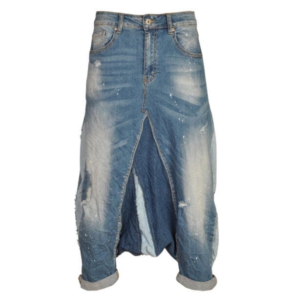 Raw-edge low drop harem pants