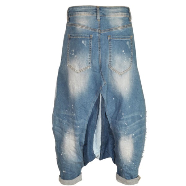 Raw-edge low drop harem pants