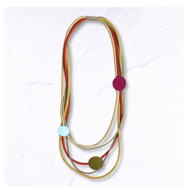 Multi string metal disc necklace