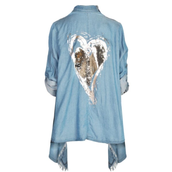 Raw-edge sequin heart jacket
