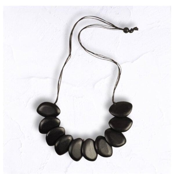 Oblong wooden necklace