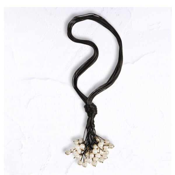 Multi string pearl knot necklace