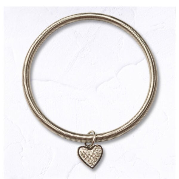 Diamante heart wire bracelet