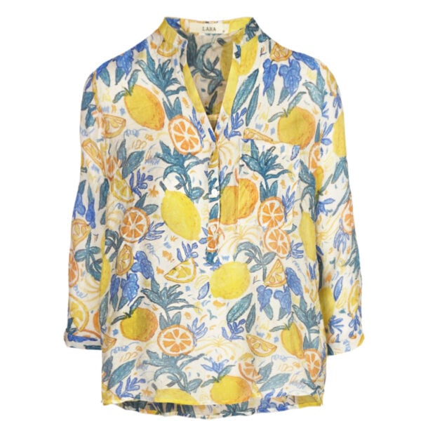 Lemon print placket shirt