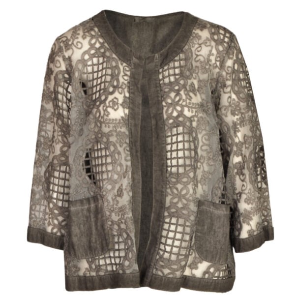Organza cut-out embroidered boxy jacket 