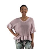 Raw-edge blanket weave double layer top