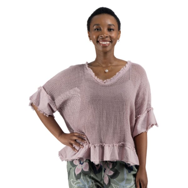 Raw-edge blanket weave double layer top