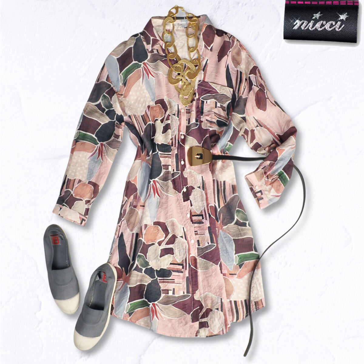 Floral print shirt dress