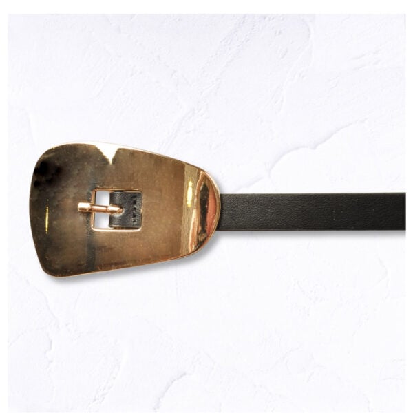 Shiny oblong buckle belt 