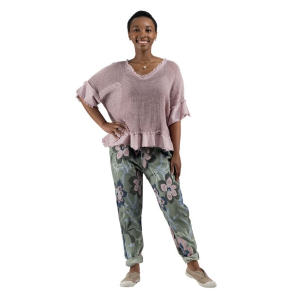 Raw-edge blanket weave double layer top