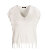 Fringed mesh knit top