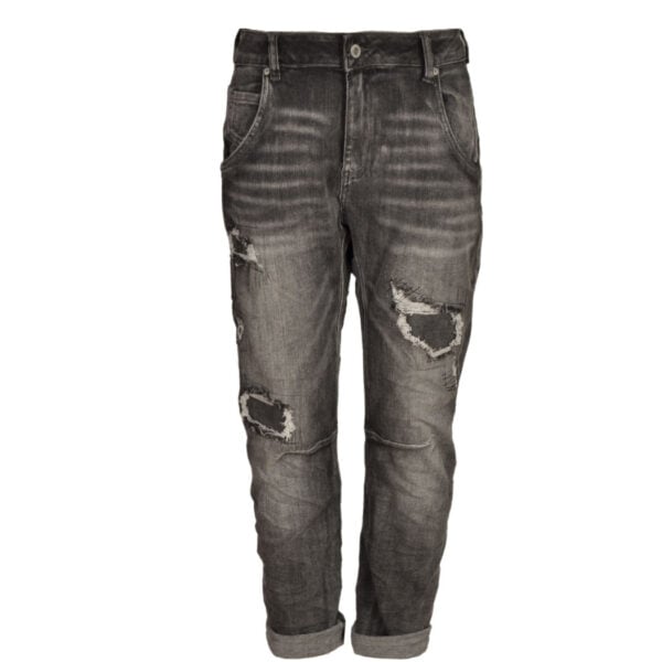 Torn patch washed jeans 