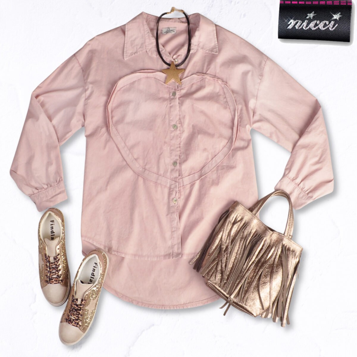 Heart detail oversized shirt