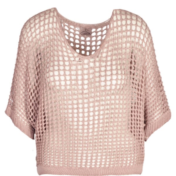 Overdyed holey knit top