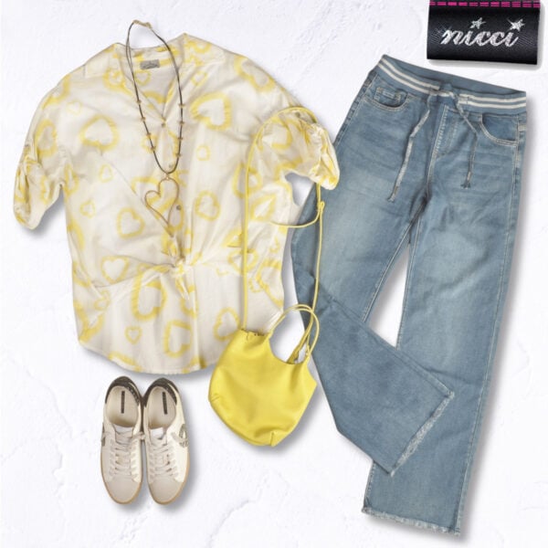 Multi heart print hi-lo shirt