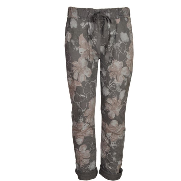 Outline flower print pants