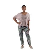 Overdyed gold foil print top