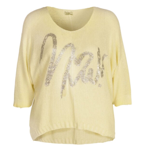 Silver foil print batwing top