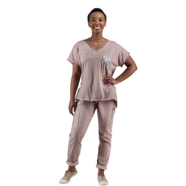 Overdyed diamante sequin heart top