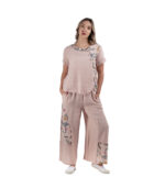 100% Linen button detail floral top