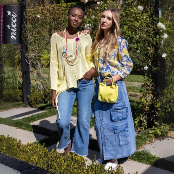 Lurex waistband wide leg jeans