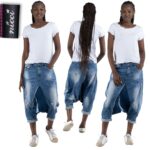 Raw-edge low drop harem pants