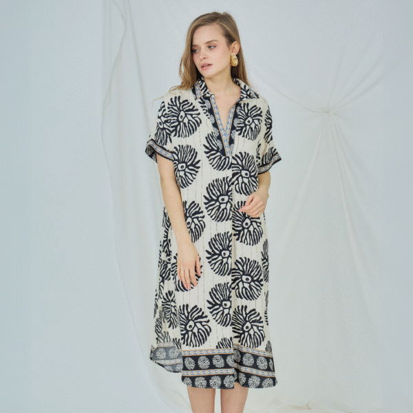 Urchin print striped tunic dress