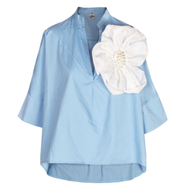 Giant flower mandarin shirt