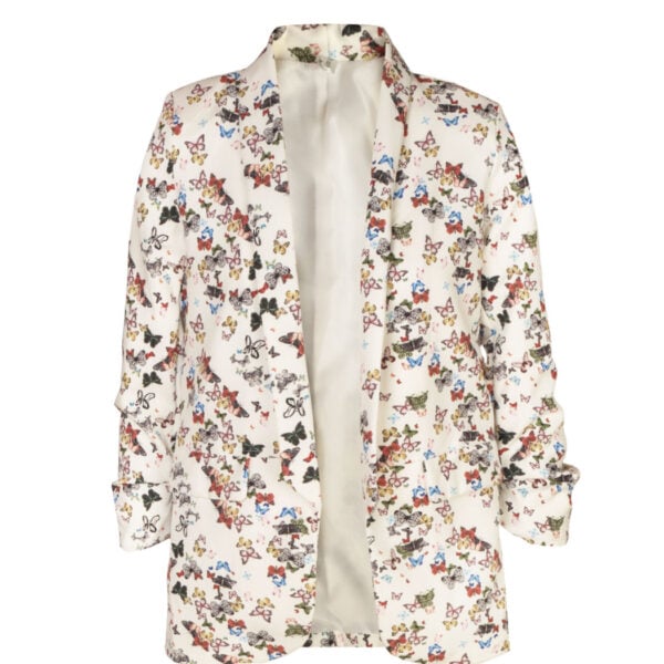 Butterfly print collared blazer