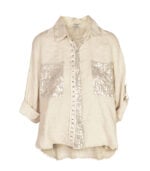 100% Linen diamante pocket shirt