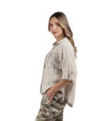 100% Linen diamante pocket shirt