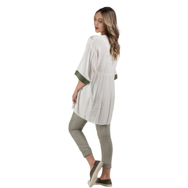 Embroidered plant tunic top