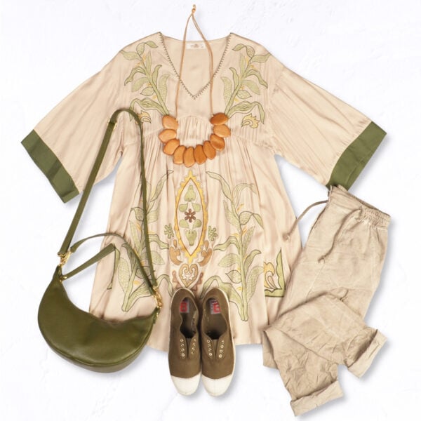 Embroidered plant tunic top