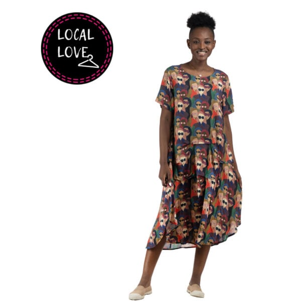 Nicci Dylan Priscilla faces print dress