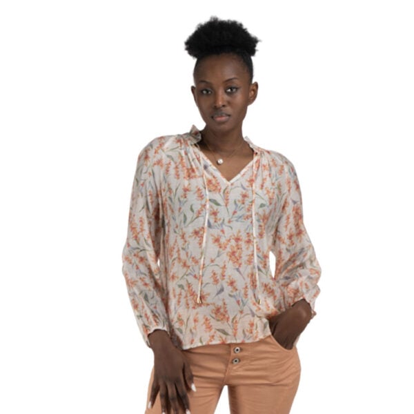Frill detail floral blouse