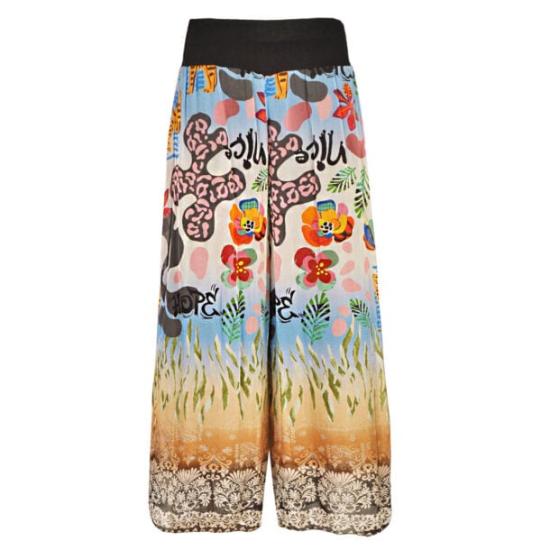 Double layer floral tiger print silky pants