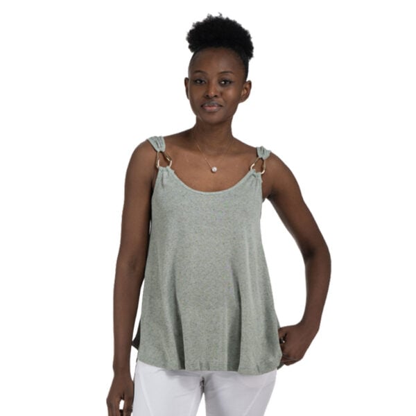 Gold buckle ribbed swing tank top