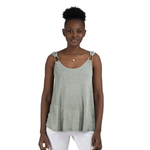 Gold buckle ribbed swing tank top