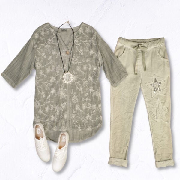 Embroidered tunic top