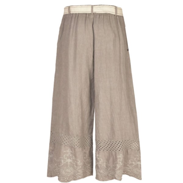 100% Linen anglaise crochet belted pants