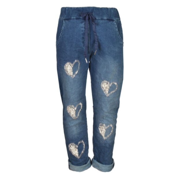 Diamante heart drawstring joggers