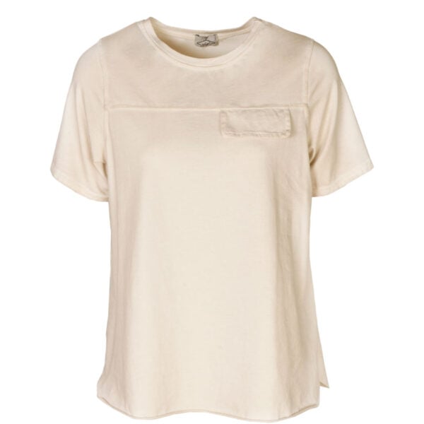 Raw-edge mock pocket t-shirt