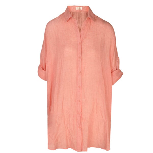Hi-lo oversized sheer shirt dress