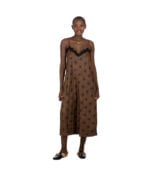 Lace edge star print leatherette dress