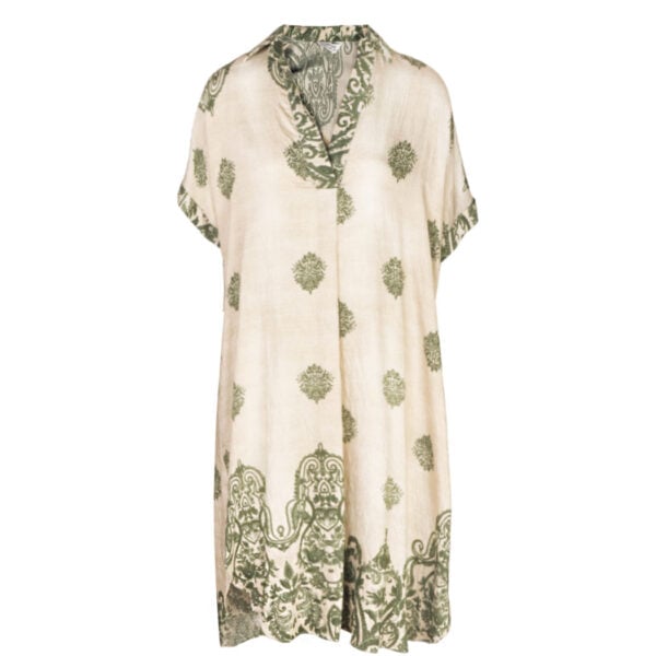 Heraldic print tunic dress