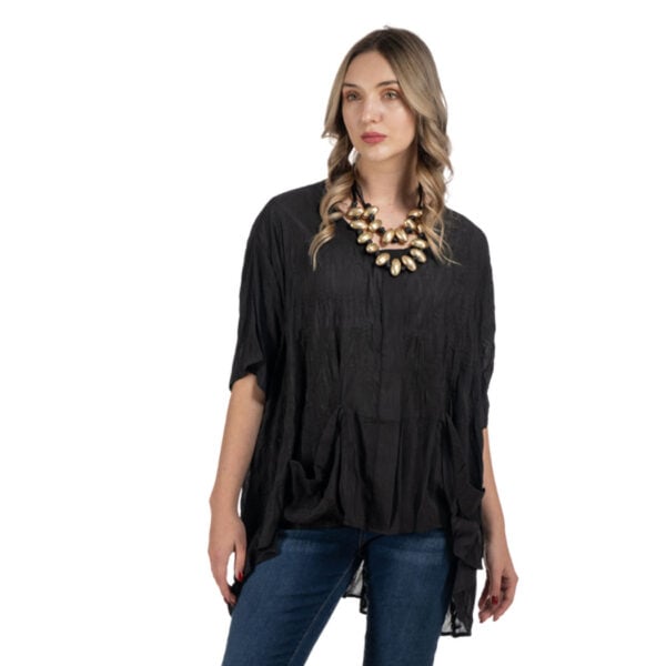 Pocket detail crushed hi-lo top