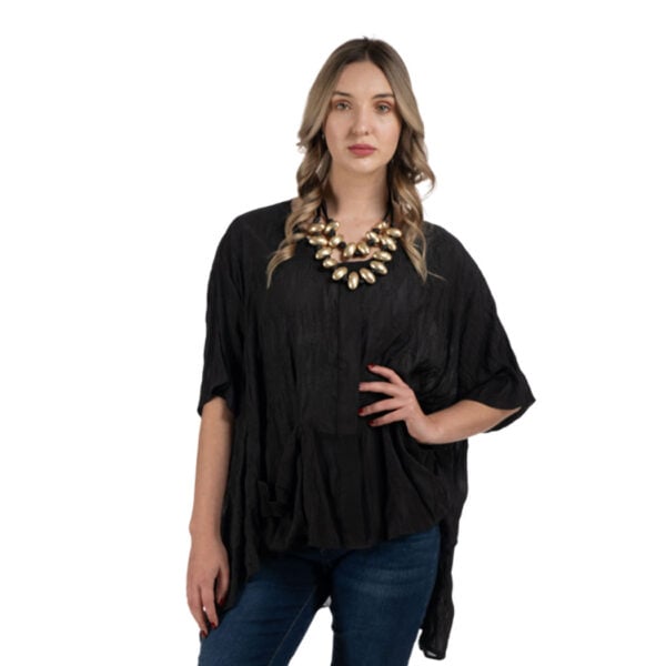 Pocket detail crushed hi-lo top